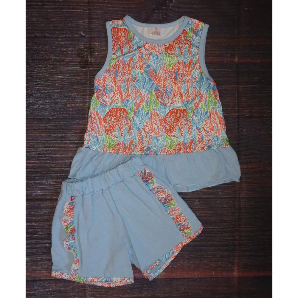 Boutique Tropical Coral Reef Tank Top & Shorts Outfit Set